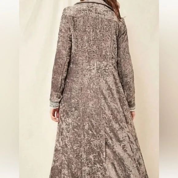 Free People Soho Crushed Velvet Duster Trench Jacket - Picture 2 of 11
